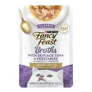 Purina Fancy Feast Lickable Senior Wet Cat Food Broth Topper 1.4 Oz Cans 16 Pack - Picture 1 of 7