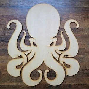 Letrero grande de madera pulpo formas de pulpo Kraken MDF 10-60 cm 3 mm de grosor artesanía corte por láser - Imagen 1 de 21