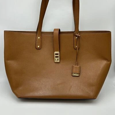 Michael Kors Karson Camel Brown Pebbled Leather Carry All Tote Bag Luggage Large - Image 1 of 4