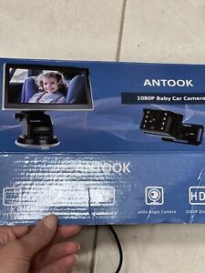Miroir de voiture bébé Antook 1080P pour siège arrière, caméra de voiture bébé 5 pouces bébés enfants 