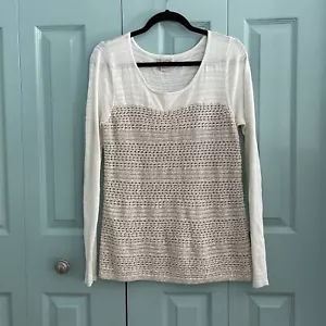 Lucky Brand Wollmischung Strick Häkel Langarm Shirt Damen Large Mixed Media - Bild 1 von 9