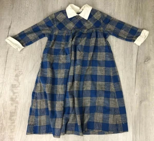Vintage Sears Dress Girls Fashion Blue Zip Up Collard Blue White Girls Size 10 - Picture 1 of 12