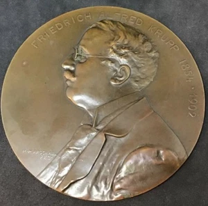 Antique Bronze Death Plaque Of ‘Friedrich Alfred Krupp 1854-1902 By R.Marschall - Picture 1 of 5