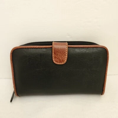 Rosetti Wallet Women's Black Faus Leather Planner Credit Card Slots Zip Around - Image 1 of 4