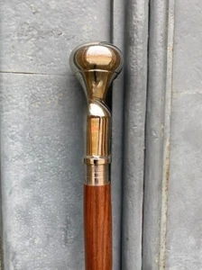 Messing Gehstock, eleganter Gehstock, gedrehter Stock, Holz und Messing - Bild 1 von 4