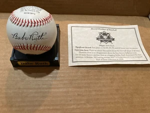 Babe Ruth Record Breakers of Baseball Facsimile Signed Baseball+ certificate NEW - Picture 1 of 6