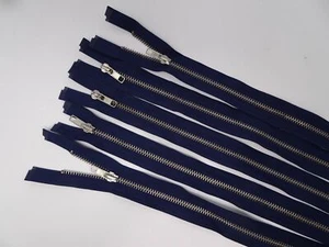 M5R 5mm Blue Separating Zipper with Antique Nickel Metal Teeth 25" -- 1 zipper - Picture 1 of 3