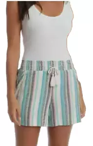 Pantaloncini donna taglia small Briggs lino pull on, blu bianco rosa righe prezzo di listino £39 - Foto 1 di 6