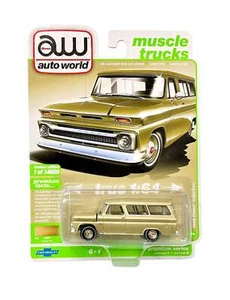 AW Auto World Diecast Cars 1 64 1966 Chevy Suburban Saddle Poly R3 VB - Picture 1 of 1