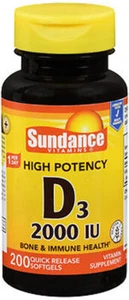 Sundance Vitamins High Potency Vitamin D3 2000 IU Quick Release Softgels 200 Ct - Picture 1 of 5
