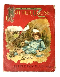 McLoughlin Brothers New York GEMS FROM MOTHER GOOSE Little Boy Blue Linen Book - Picture 1 of 8