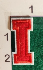 Red 2" Letter "I"Patch Embroidered Edge Iron on Alphabet Costume Upcycle - Picture 1 of 1