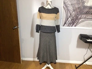 Fenn Wright Manson Striped Nylon Angora Back Zip Sweater XL - Picture 1 of 7