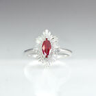 Art Deco Unheated Vivid Red Ruby and Diamonds Ring