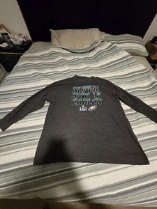 Philadelphia Eagles Super Bowl LII Shirt Mens Gray Long Sleeve Size 3XL USED !!! - Picture 1 of 10