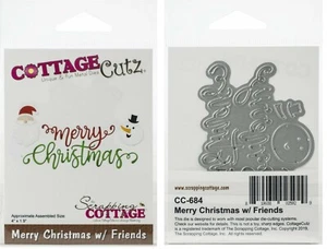 CottageCutz Merry Christmas w/ Friends Metal Cutting Plate Die CC-684 Christmas - Picture 1 of 1