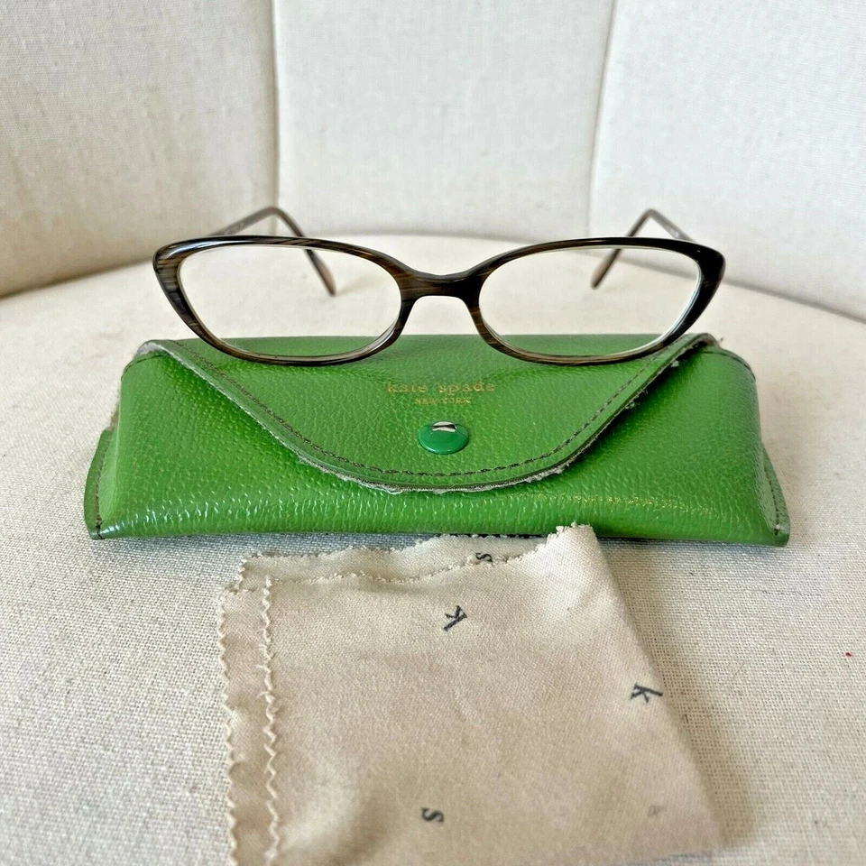 Kate Spade Quinn Eyeglasses Brown Rectangle Y2K Wmns Small 130mm Italy Flaws - Image 1 of 4