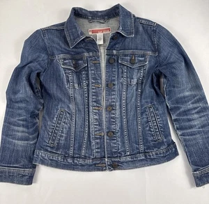 GAP Women’s Medium Wash Denim Jean Jacket Distressed Slash Pockets Y2K - Picture 1 of 6