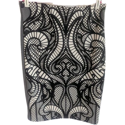 ECI Нью-Йорк Sz L черный и белый геометрический дизайн женщин карандаш прямой юбка - Изображение 1 из 4