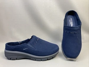 Neu Easygoing marineblaue bequeme Wildleder-Pantoletten von Skechers Größe 11 Weite - Bild 1 von 14