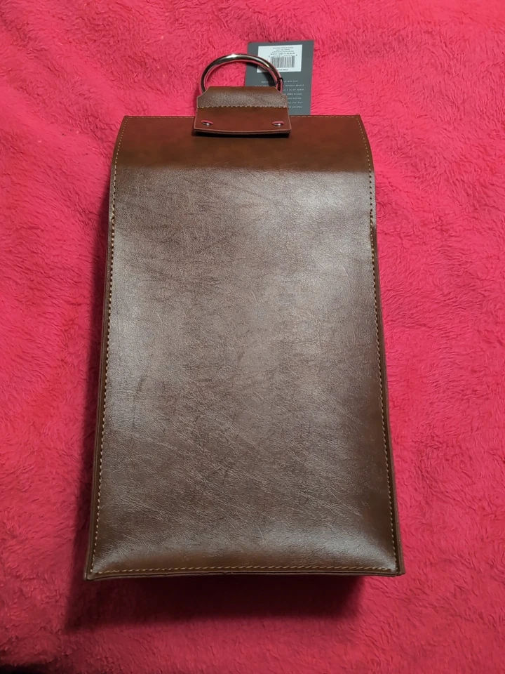 Admiral Faux Leather Double Bottle Brown Wine Tote (viski)