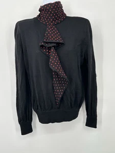 Suéter Valentino Para Mujer Vintage Lana Cuello Alto Negro/Rojo Polkadot Talla M - Imagen 1 de 14