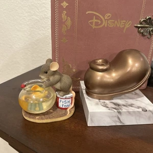 CHARMANTE SCHWÄNZE ENESCO FIGUR "DU BIST FREUNDSCHAFT IST GOLDEN" MAUS MIT FISCH - Bild 1 von 5