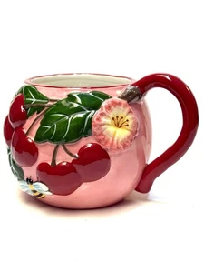 Summer Cherry Cup Mug Ceramic Stoneware Blue Sky Clayworks 16oz Coffee Daisy - Picture 1 of 3