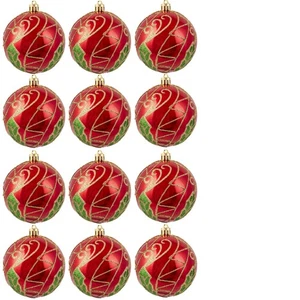 8 cm handbemalte bruchsichere Kugeln Design 31 (12er Pack) - Bild 1 von 1
