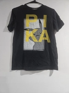 Old Navy Active Kids L 14/16 Pika Black Yellow T-shirt Pikachu Pokemon Nintendo - Picture 1 of 4