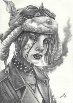 💥Tank Girl  (09"x12") original comic art by Capittoo - TramaStudio💥 - Image 1 of 4