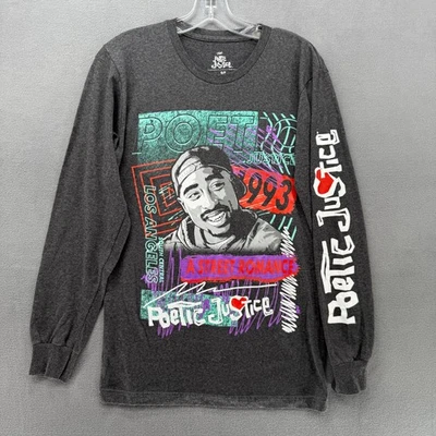 Camiseta Poetic Justice Para Hombre Pequeña Gris Jaspeado Manga Larga Tupac Shakur Hip Hop Foto 1 de 4