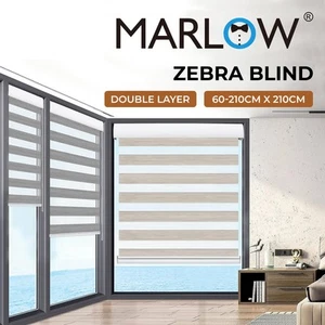 Marlow Blackout Zebra Roller Blind Sheer Curtains Double Window Sunshade Modern - Picture 1 of 156