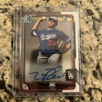 2015 Bowman Chrome Jose De Leon 1-е издание с автографом Los Angeles Dodgers  - Изображение 1 из 4