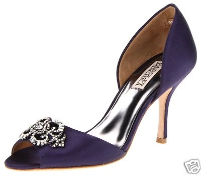Badgley Mischka NEW SALSA  satin D'orsay heels sandals open shoes NAVY BLUE 5,5 - Image 1 of 4