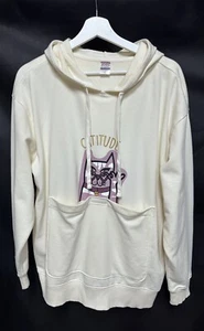 Skechers Bobs Ivory Pullover Hoodie “Catitude” w Kangaroo Pouch L - Picture 1 of 6