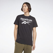 Reebok Identity Big Stacked Logo T-Shirt Mens Large Black