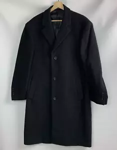 Chaps Herren Mantel Obermantel schwarz Wolle einreihig volle Länge Taschen 40S - Bild 1 von 13