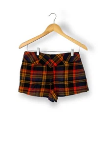 Free People Plaid Tartan Shorts Size US 0 UK 4 brown orange check - Picture 1 of 12