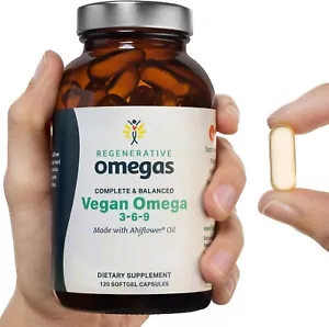 Regenerative Omegas 3-6-9 Plant Based Complete and Balanced 120 Softgel Capsules - Picture 1 of 4