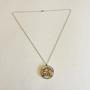 Hand Cut South Carolina Quarter as a Necklace with a 18 Inch Silver Tone Chain - Picture 1 of 5