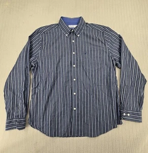 Nautica Shirt Mens Extra Large Blue Striped Button Up Down Classic Fit Pocket - Picture 1 of 9