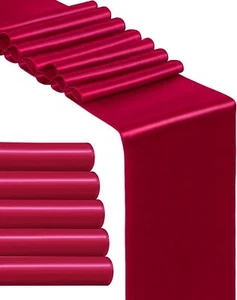 5 Pack Dark Red Satin Table Runners 12"x108" Smooth Fabric for Holiday Decor - Picture 1 of 7