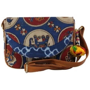 Swank Bags Iktat Cotton bag, with magnetic closure 1 multicolor pom-pom AB-CB07 - Picture 1 of 7