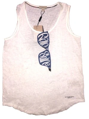 Camiseta sin mangas Burberry Brit para mujer M blanca 100 % lino lluvia o brillo gafas de sol NUEVO Foto 1 de 4