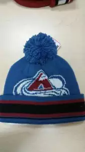 NHL Colorado Avalanche Team 2 Tone Big Logo Cuffed Pam Knit Beanie Hat Cap - Picture 1 of 2