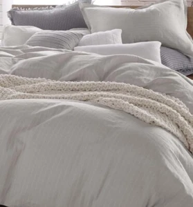 DKNY Pure Comfy Full/queen Striped Comforter & Shams Set Platinum Grey New - Picture 1 of 6