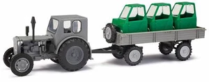 Busch H0 210006430 Tractor Pioneer And Trailer With Fahrerhäusern Gray - Picture 1 of 1