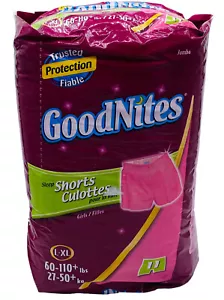 Confezione da 1 confezione pantaloncini da sonno Goodnites rosa L-XL pannolino con supporto in plastica pull up sigillati - Foto 1 di 4
