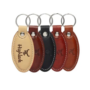HIGHLARK oval heavy duty leather keychain car, bike -ring hook-holder (set of 5) - Picture 1 of 6